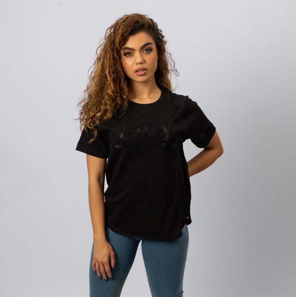 Fila Milano Cotton Women's T-Shirts - Black,NZ 634-71293